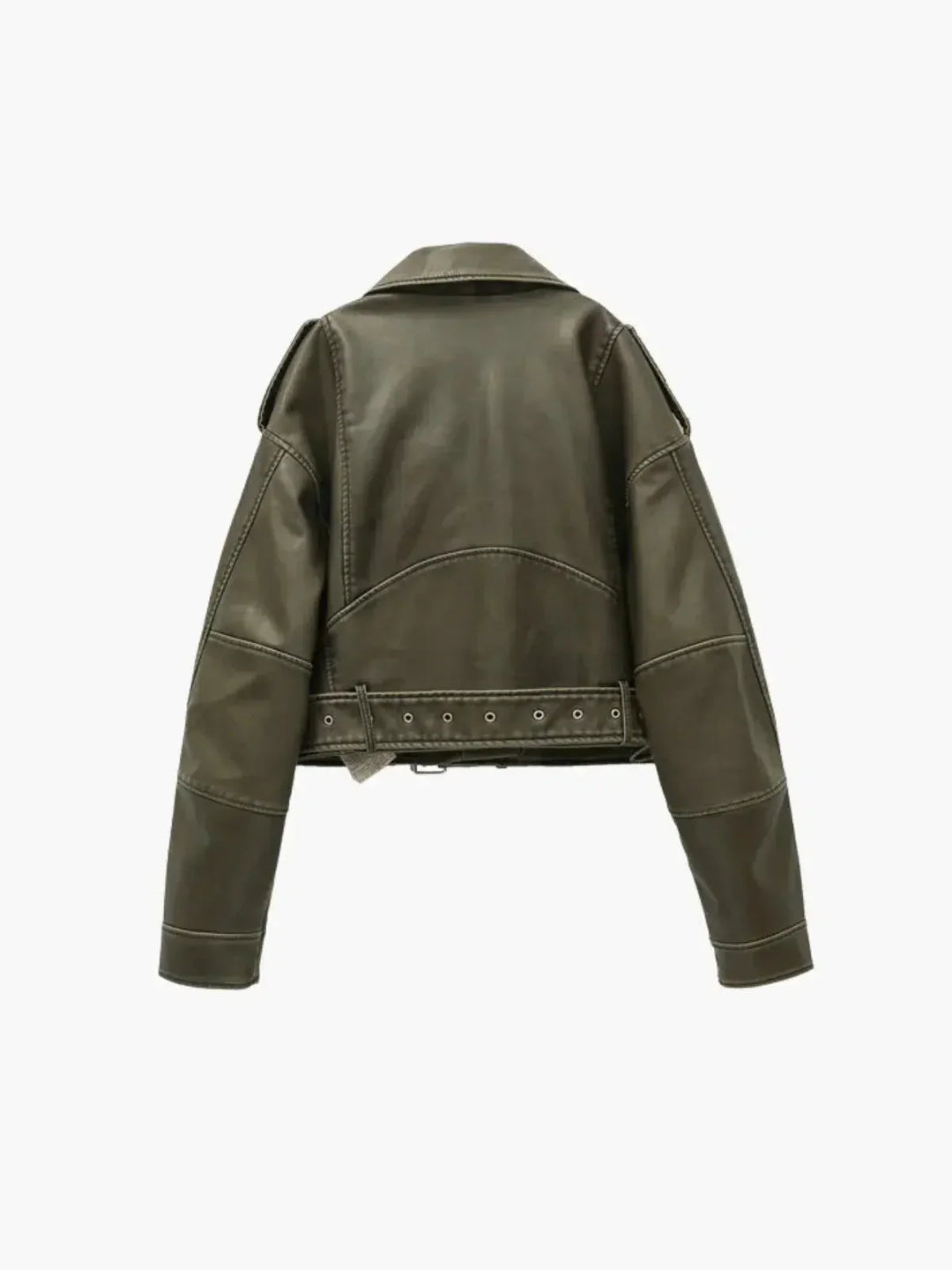 Muse and Valeur | Cropped Fitted Belted Biker Jacket