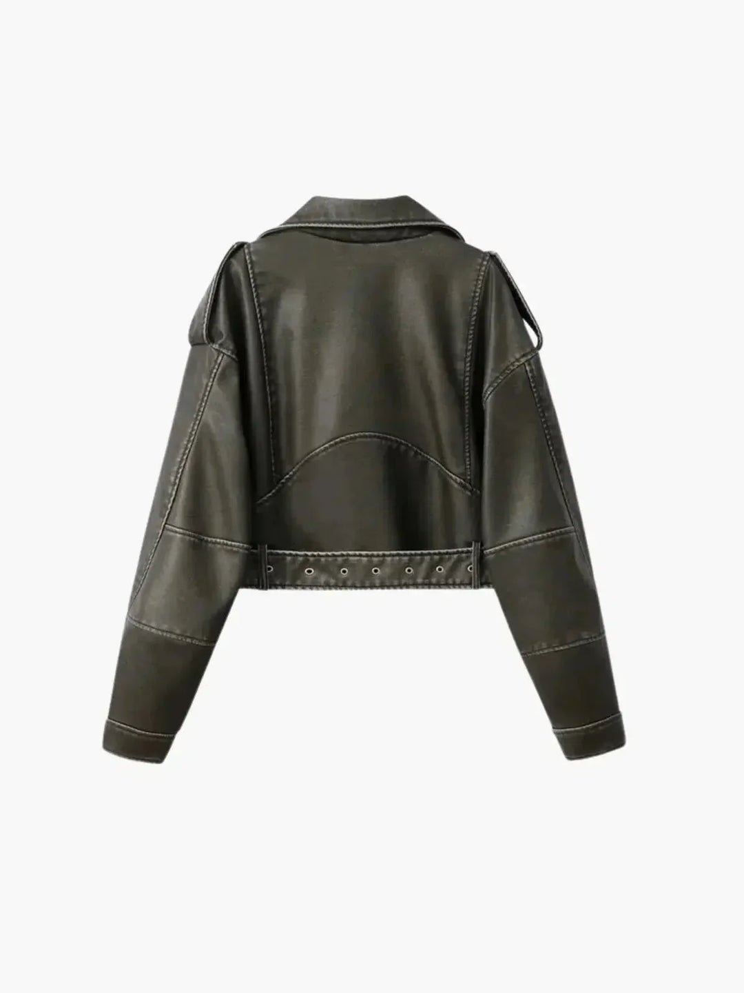 Muse and Valeur | Cropped Fitted Belted Biker Jacket