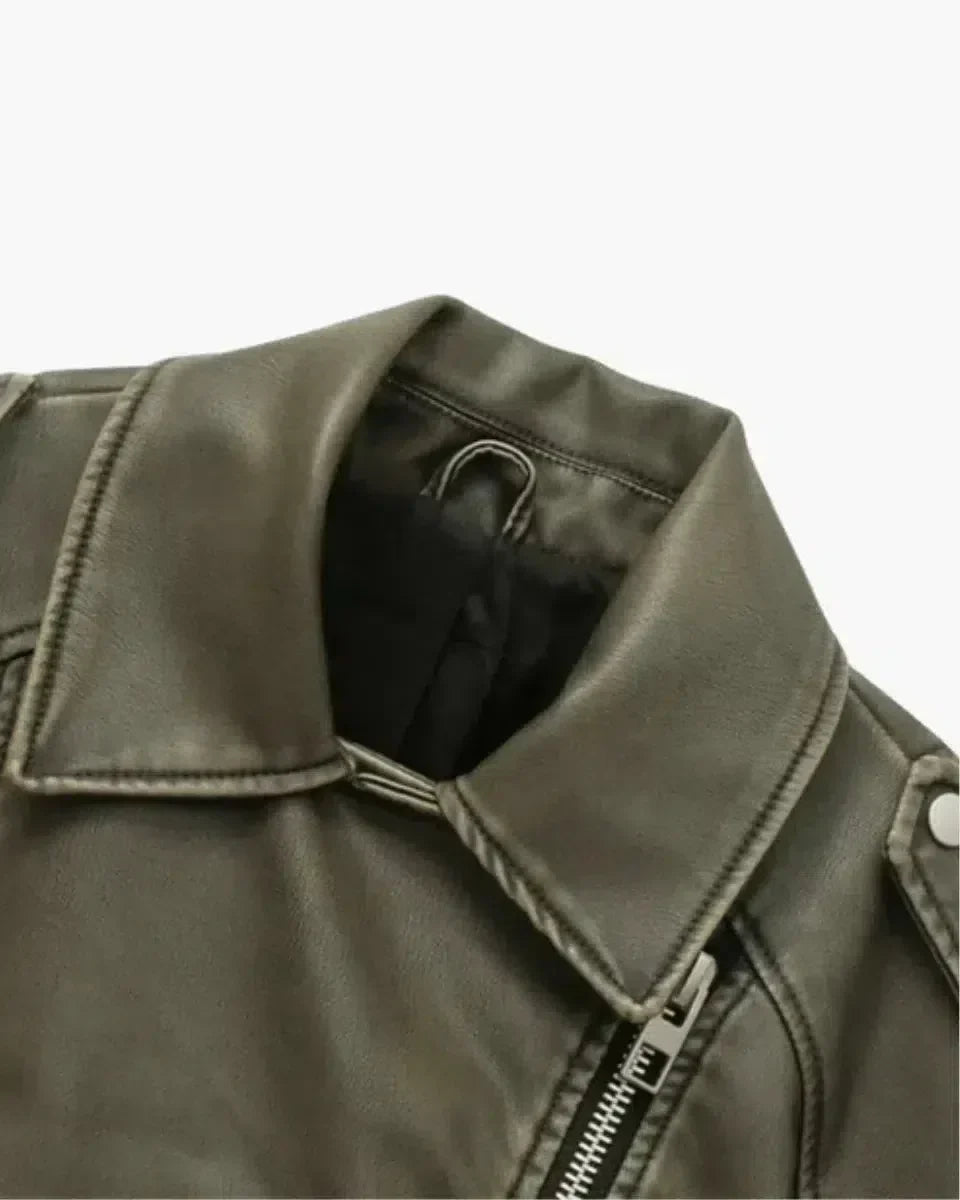 Muse and Valeur | Cropped Fitted Belted Biker Jacket