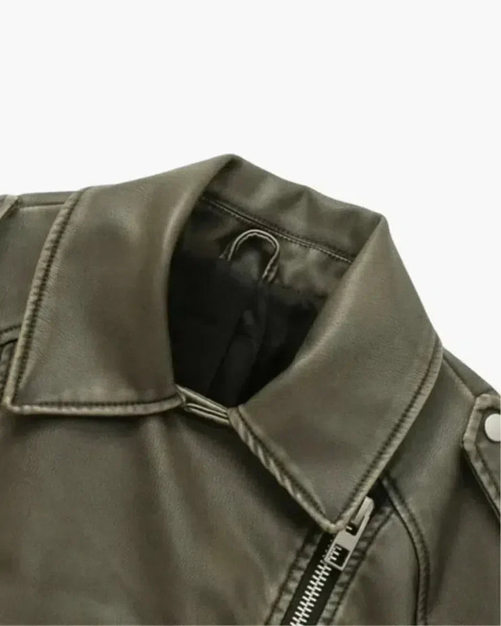 Muse and Valeur | Cropped Fitted Belted Biker Jacket