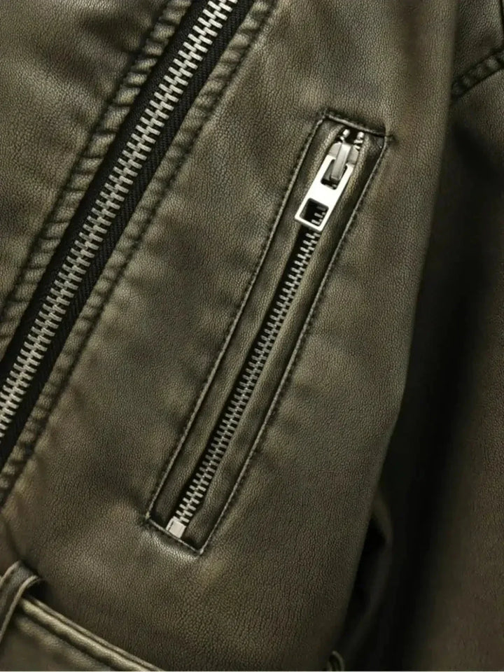 Muse and Valeur | Cropped Fitted Belted Biker Jacket