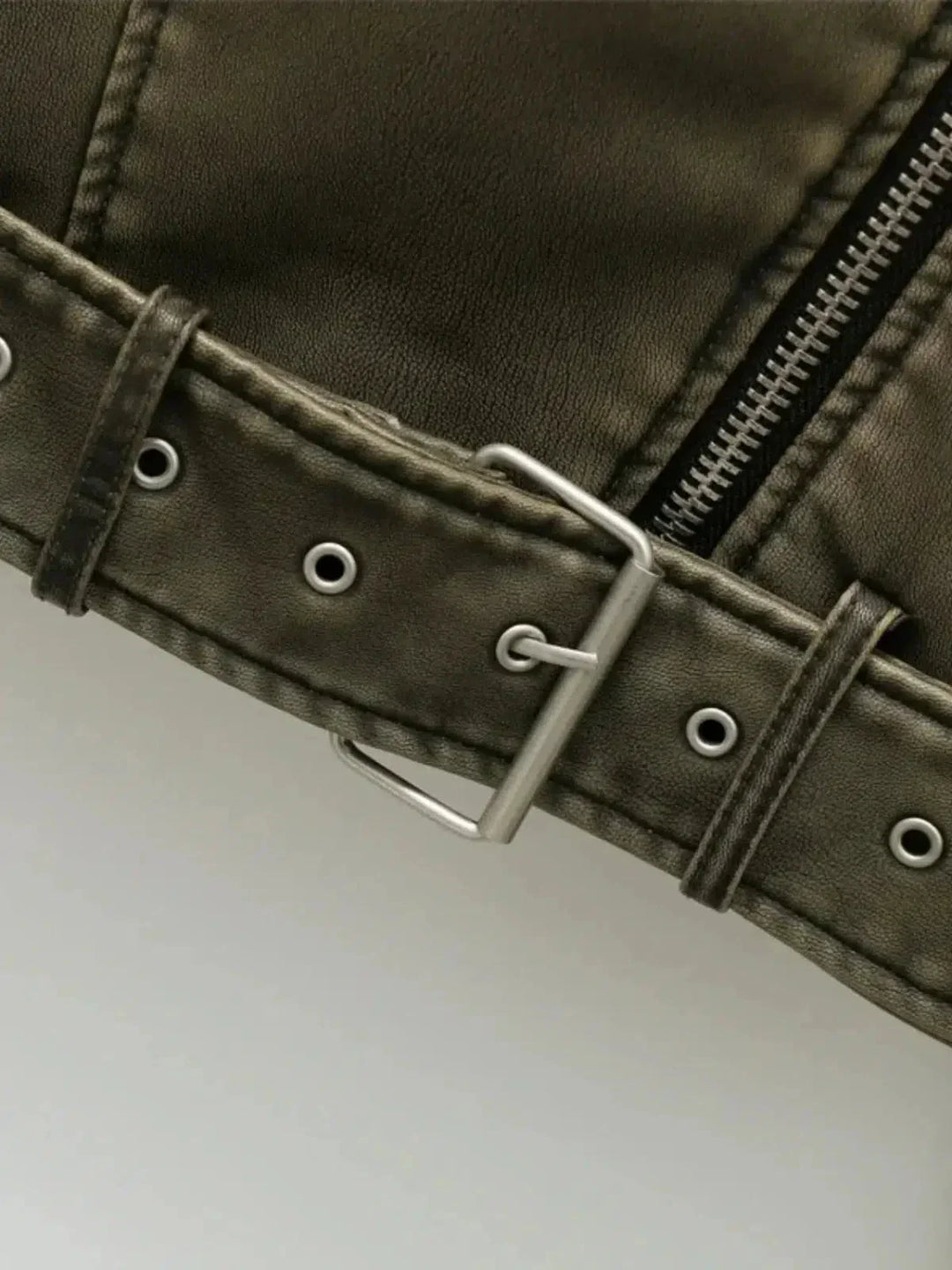 Muse and Valeur | Cropped Fitted Belted Biker Jacket