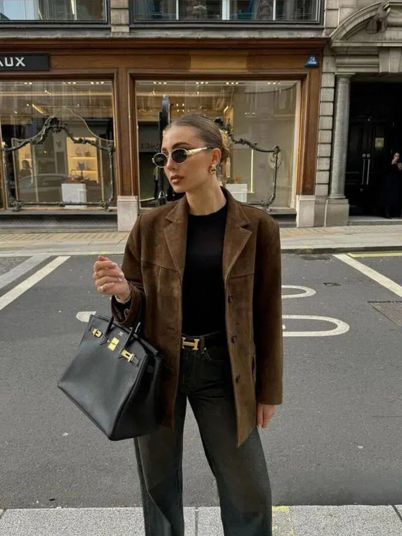Muse and Valeur | Structured Shoulders Suede Blazer