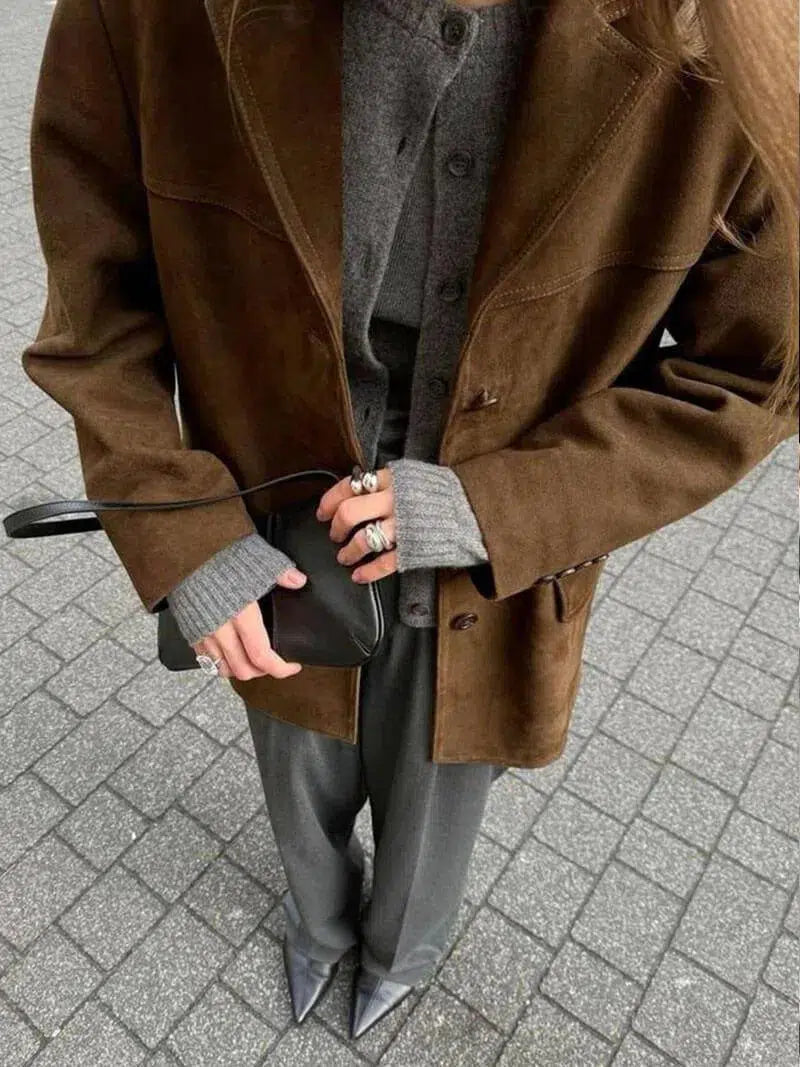 Muse and Valeur | Structured Shoulders Suede Blazer