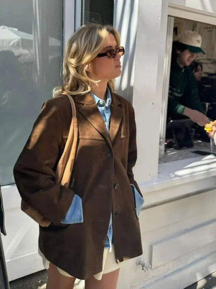Muse and Valeur | Structured Shoulders Suede Blazer