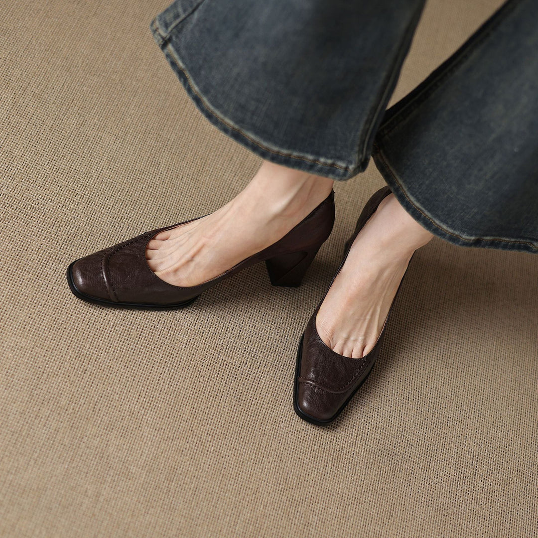 Muse & Valeur | Heels for Women in Leather, Slim Fit, Black