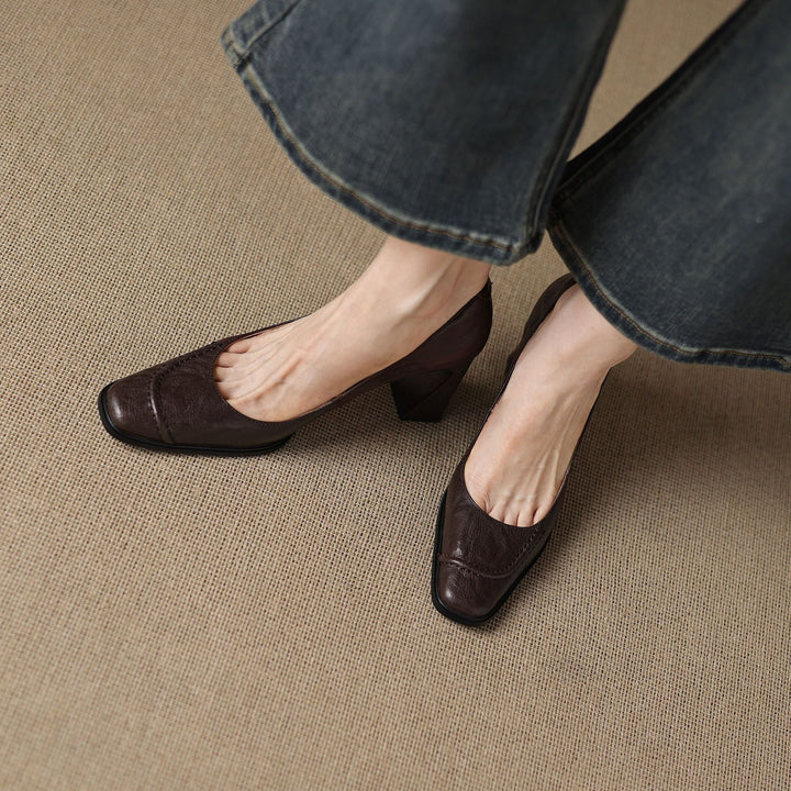 Muse & Valeur | Heels for Women in Leather, Slim Fit, Black
