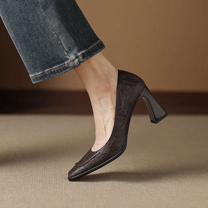 Muse & Valeur | Heels for Women in Leather, Slim Fit, Black