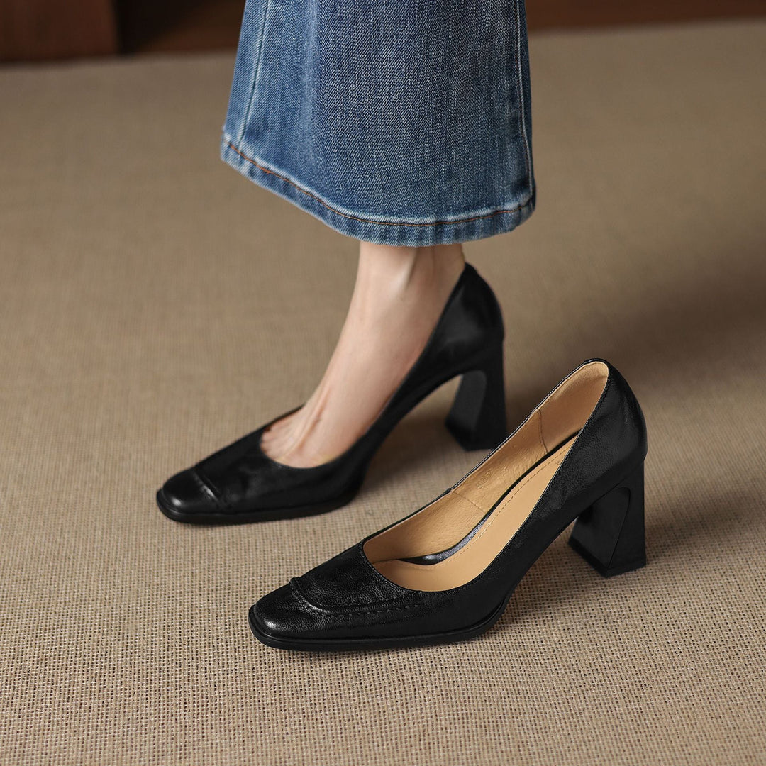 Muse & Valeur | Heels for Women in Leather, Slim Fit, Black