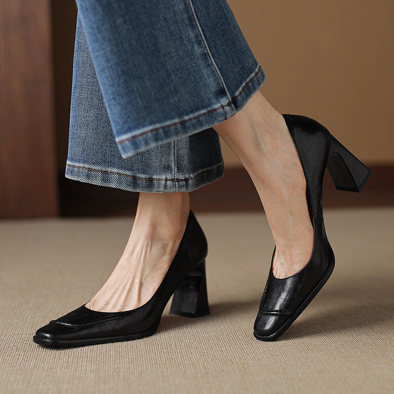 Muse & Valeur | Heels for Women in Leather, Slim Fit, Black