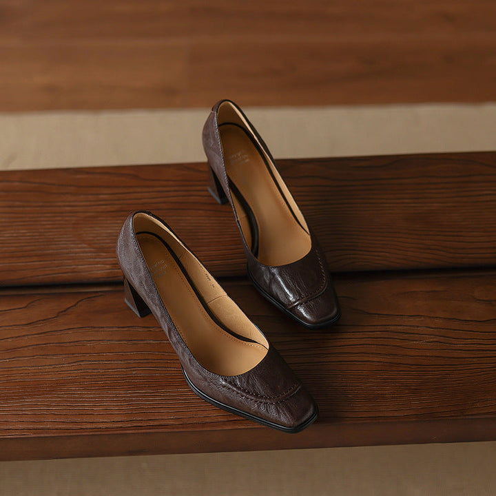 Muse & Valeur | Heels for Women in Leather, Slim Fit, Black