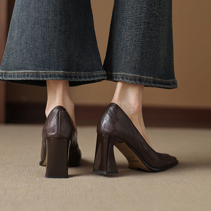 Muse & Valeur | Heels for Women in Leather, Slim Fit, Black