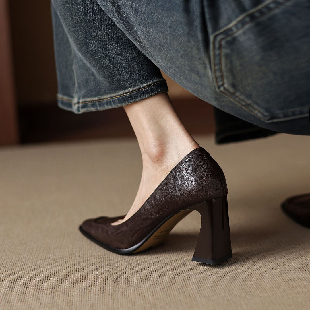 Muse & Valeur | Heels for Women in Leather, Slim Fit, Black