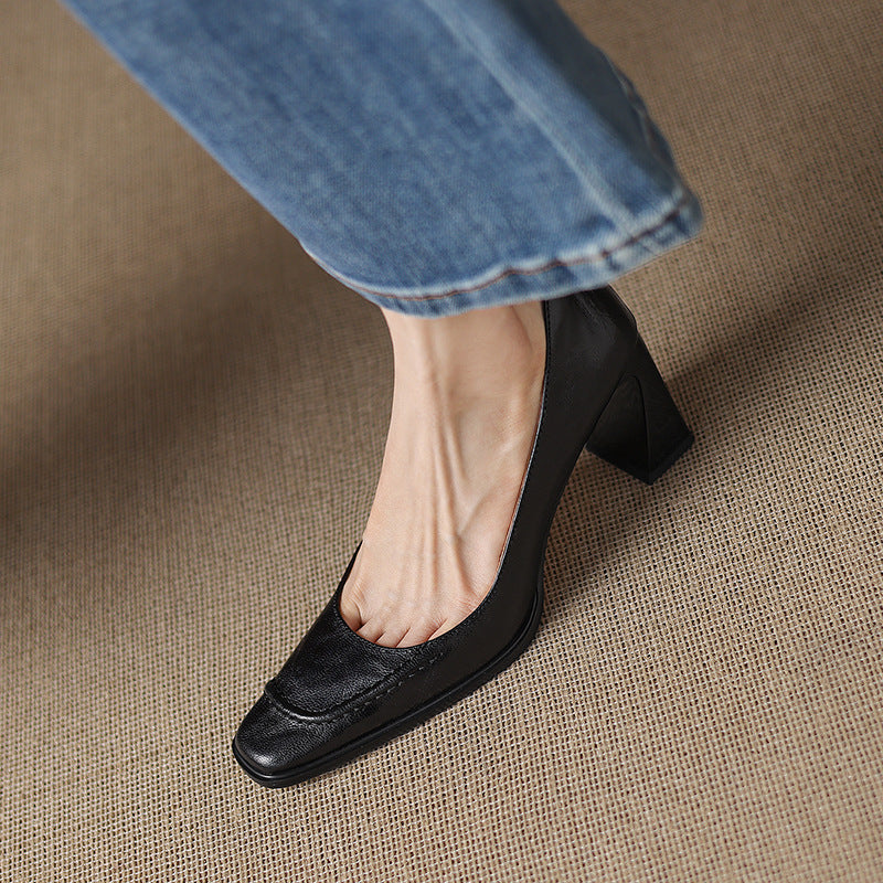 Muse & Valeur | Heels for Women in Leather, Slim Fit, Black