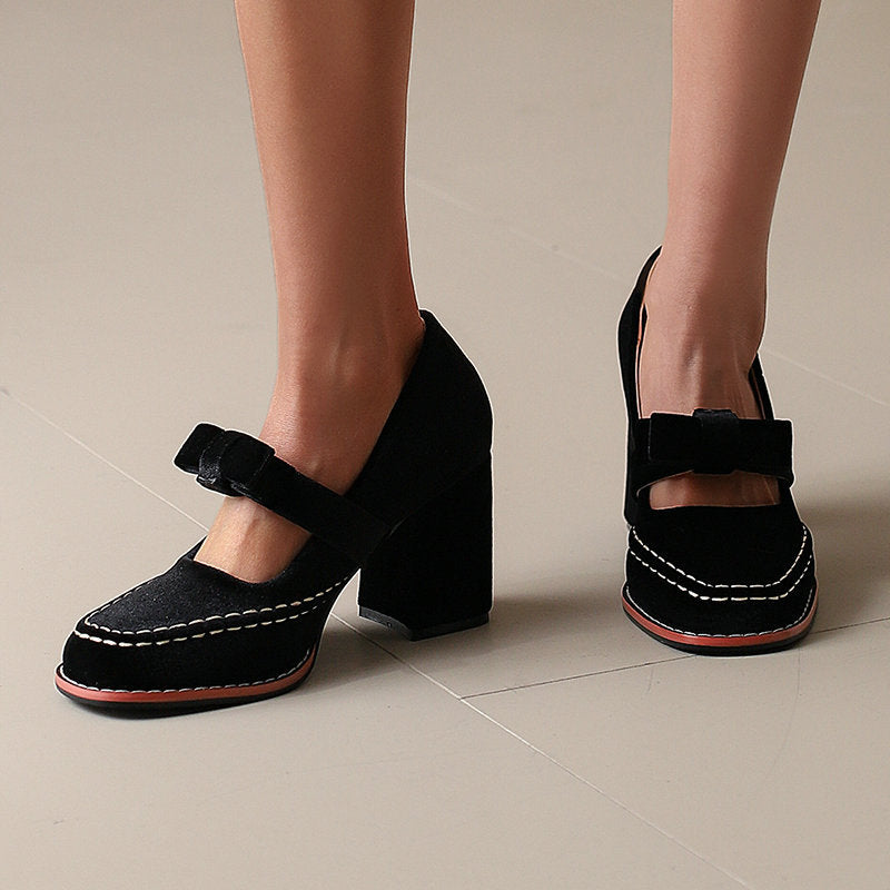Muse & Valeur | Block Heels for Women in Black Leather