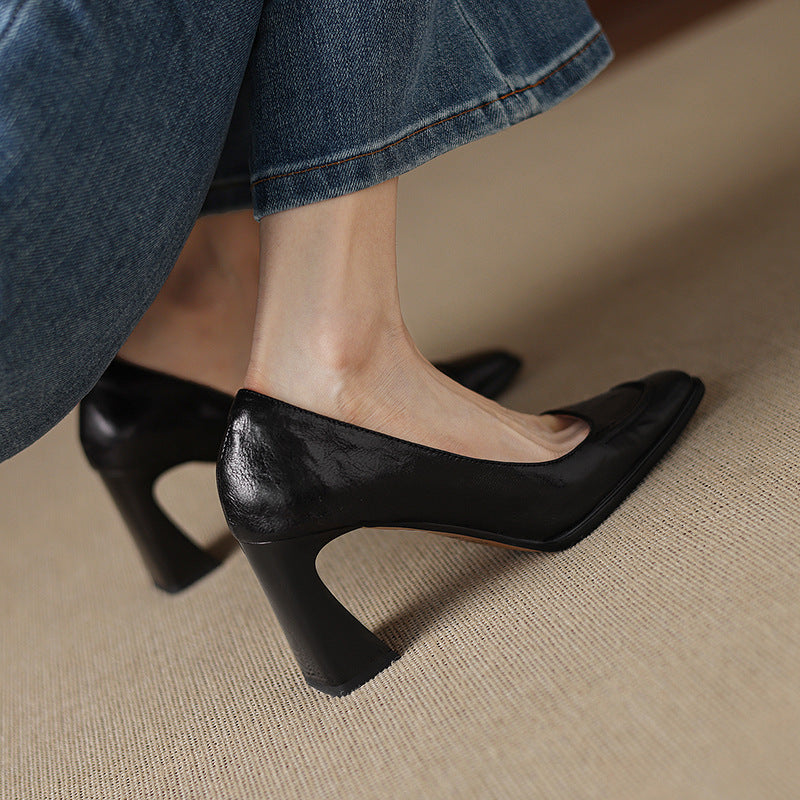 Muse & Valeur | Heels for Women in Leather, Slim Fit, Black
