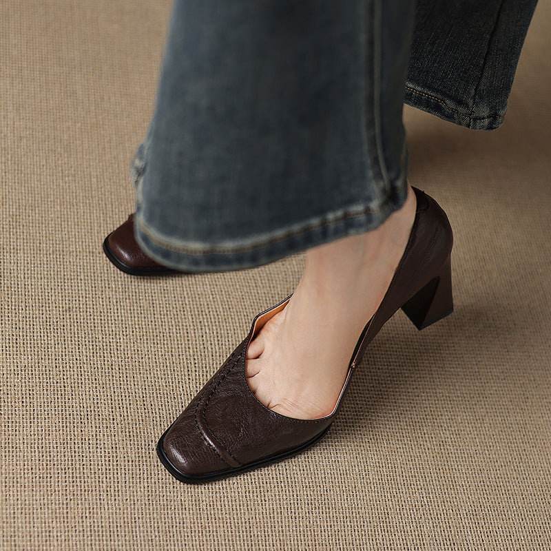 Muse & Valeur | Heels for Women in Leather, Slim Fit, Black