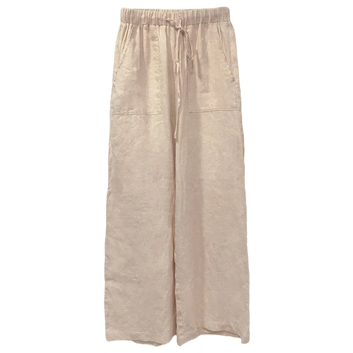Muse & Valeur | Linen Straight Pants for Women with Drawstring