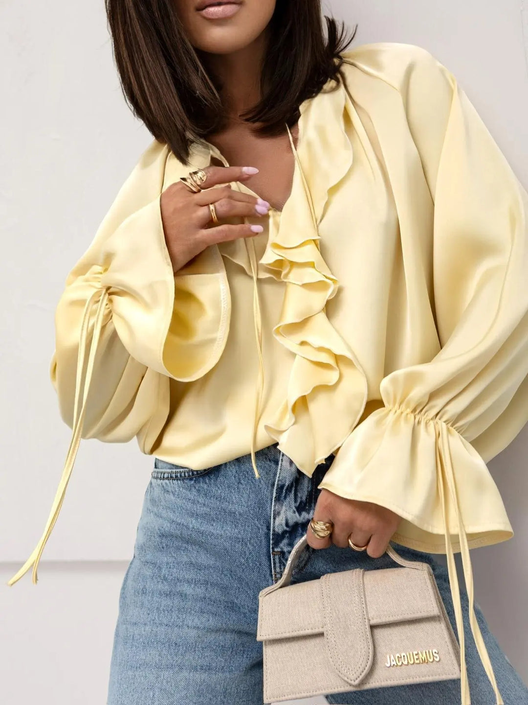 Muse and Valeur | Satin Ruffle Blouse