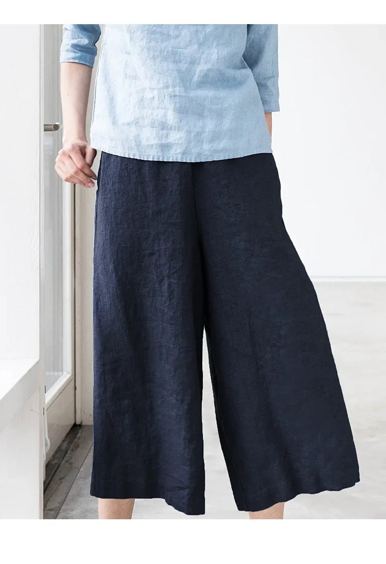 Muse & Valeur | Wide Leg Linen Pant for Women in Natural Color