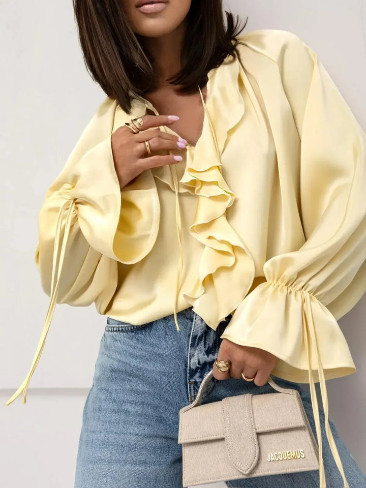 Muse and Valeur | Satin Ruffle Blouse