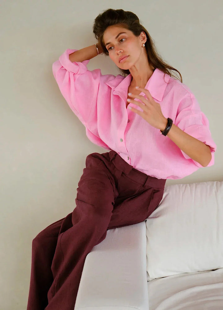 Muse & Valeur | Linen Wide-Leg Trousers for Women in Natural