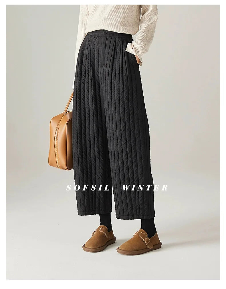 Muse & Valeur | Cotton Wide-Leg Pants for Women in Beige