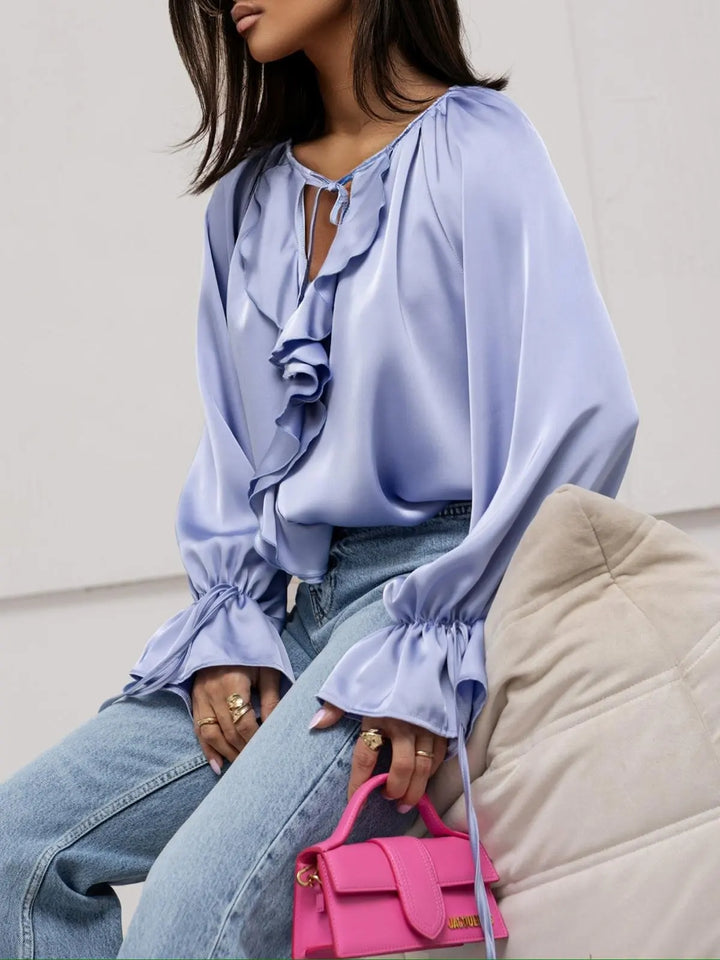 Muse and Valeur | Satin Ruffle Blouse