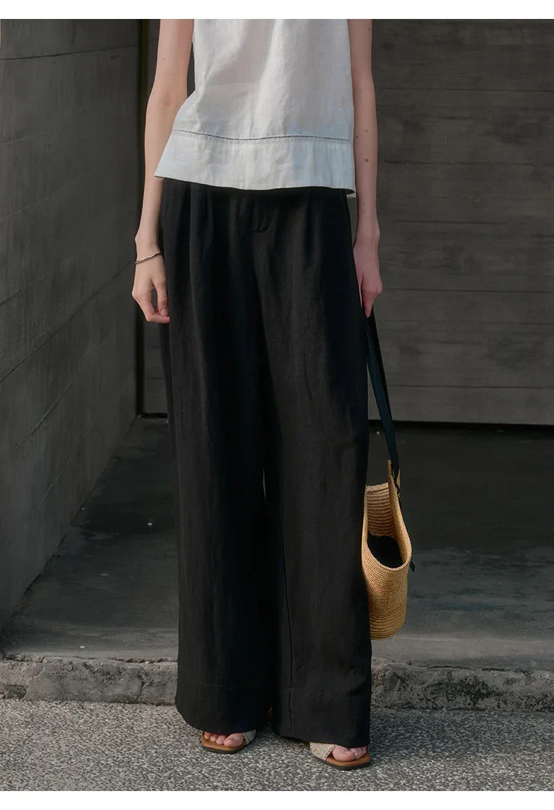 Muse & Valeur | Pleated Wide Leg Linen Pant