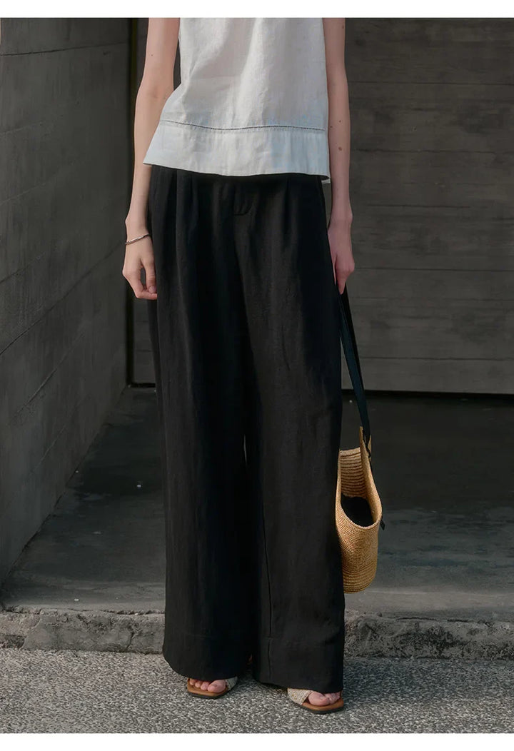 Muse & Valeur | Pleated Wide Leg Linen Pant