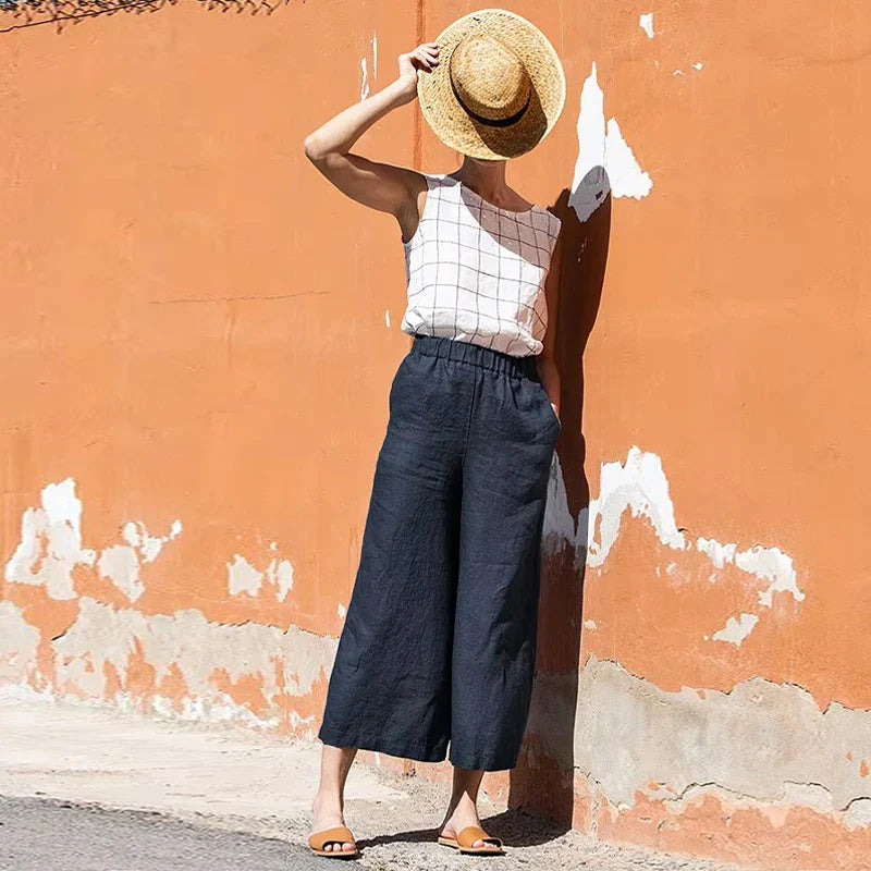 Muse & Valeur | Wide Leg Linen Pant for Women in Natural Color