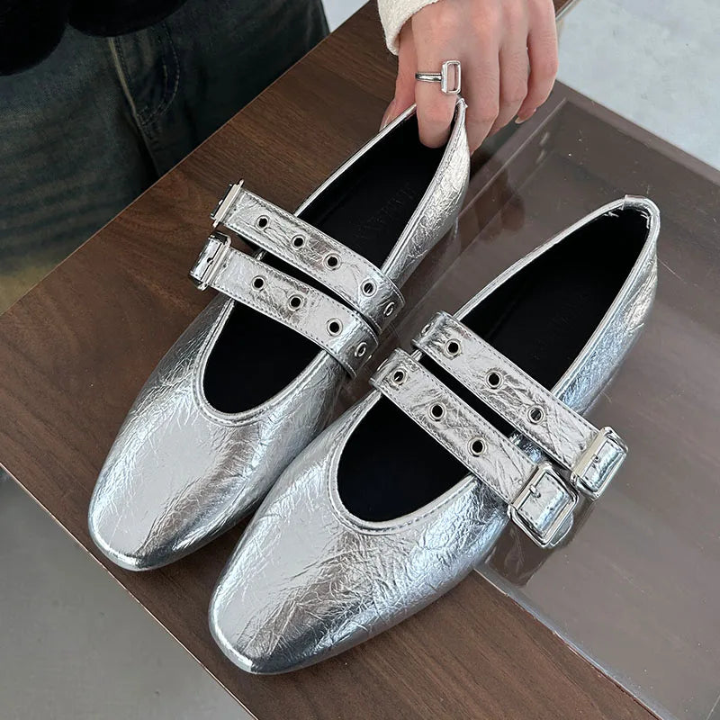 Muse & Valeur | Mary Jane Flats for Women in Black Leather