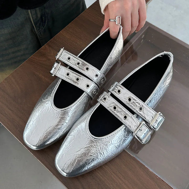 Muse & Valeur | Mary Jane Flats for Women in Black Leather