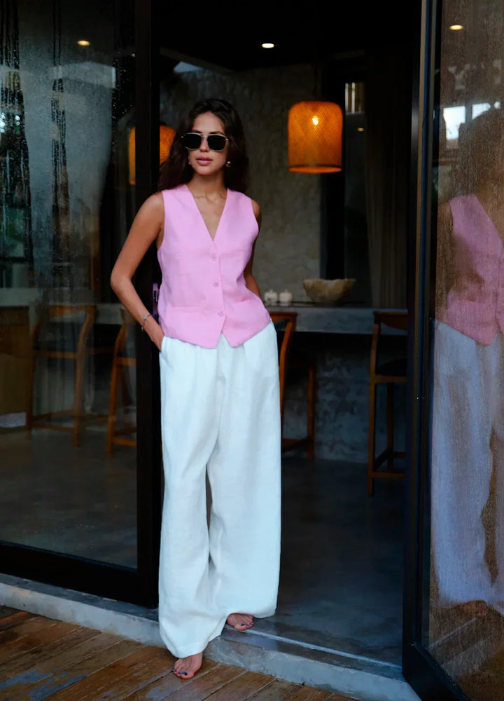 Muse & Valeur | Linen Wide-Leg Trousers for Women in Natural