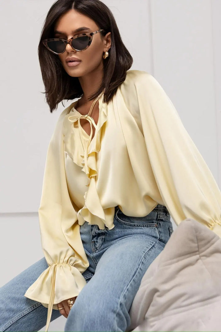Muse and Valeur | Satin Ruffle Blouse