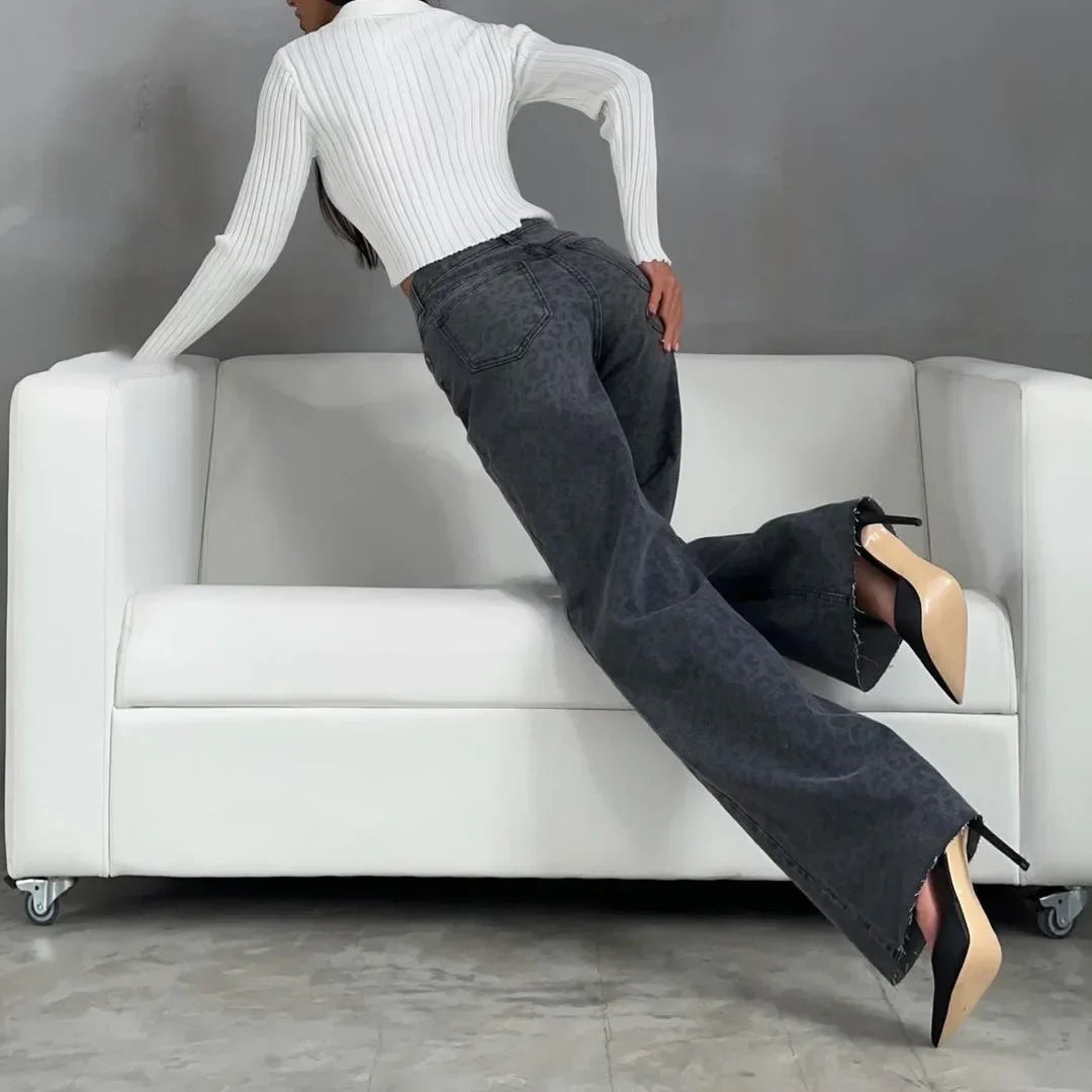 Muse & Valeur | Leopard Straight Jeans for Women