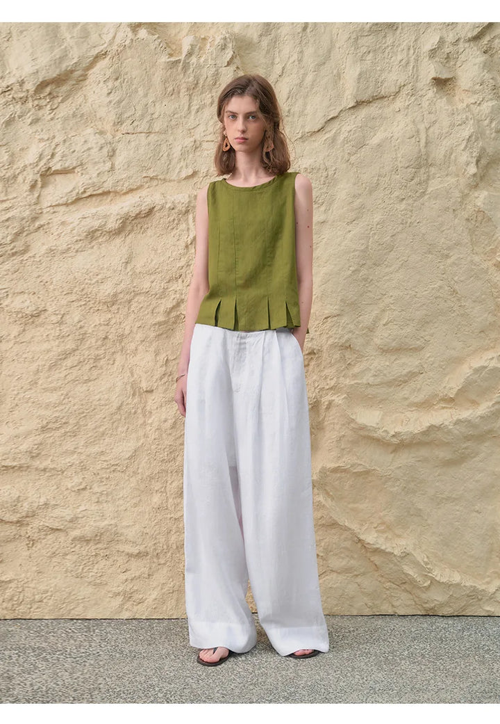 Muse & Valeur | Pleated Wide Leg Linen Pant