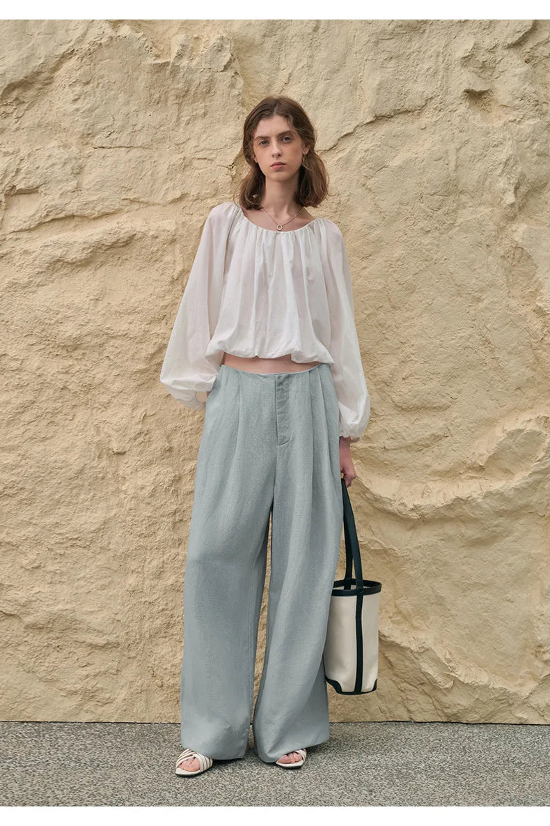 Muse & Valeur | Pleated Wide Leg Linen Pant