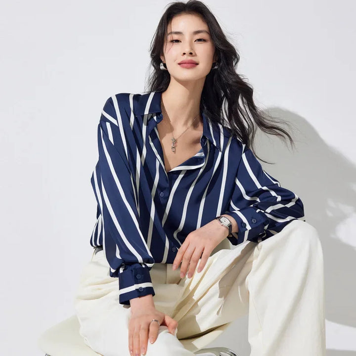 Muse and Valeur | Satin Blouse | Stripe