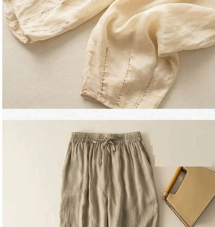 Muse & Valeur | Linen Pants for Women in Natural Fit, Beige