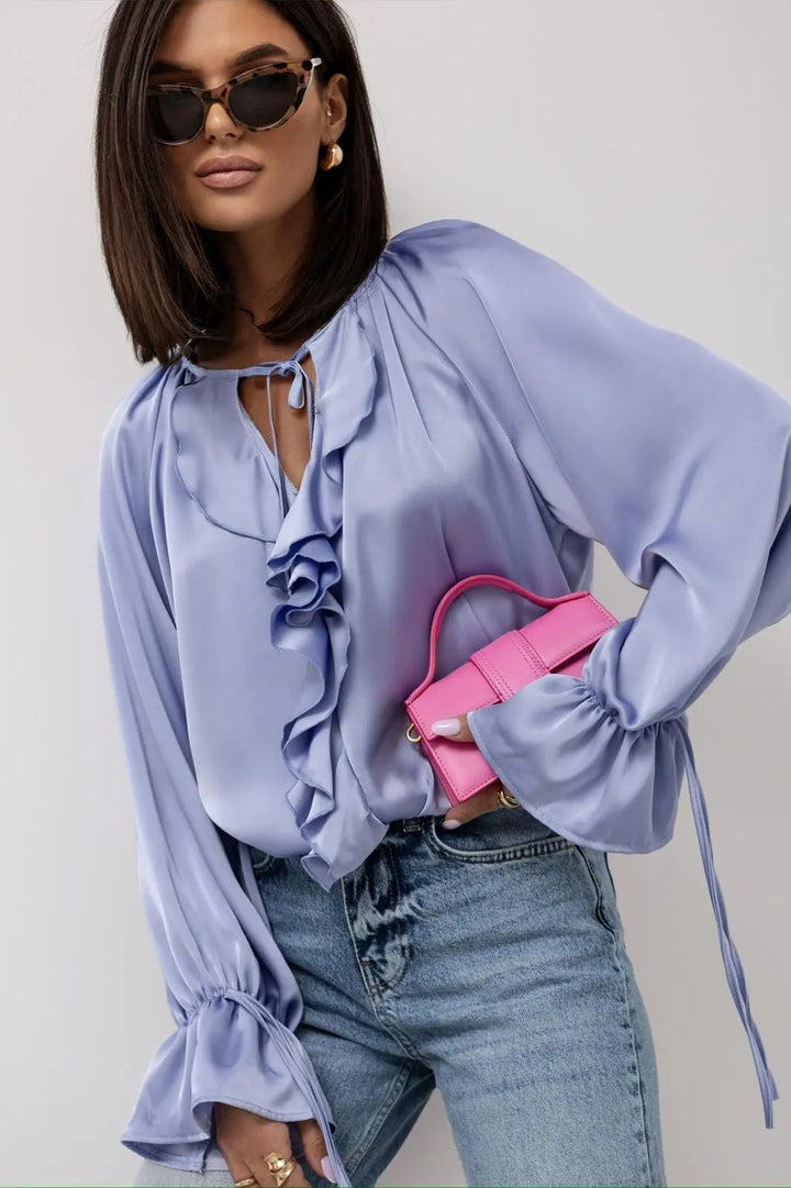 Muse and Valeur | Satin Ruffle Blouse