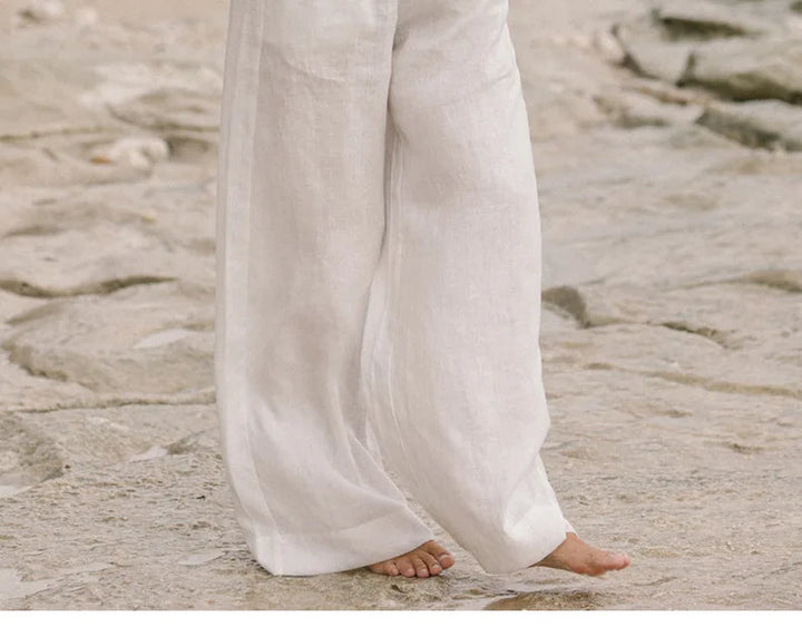 Muse & Valeur | Linen Wide Leg Pant for Women in Ruffle Style