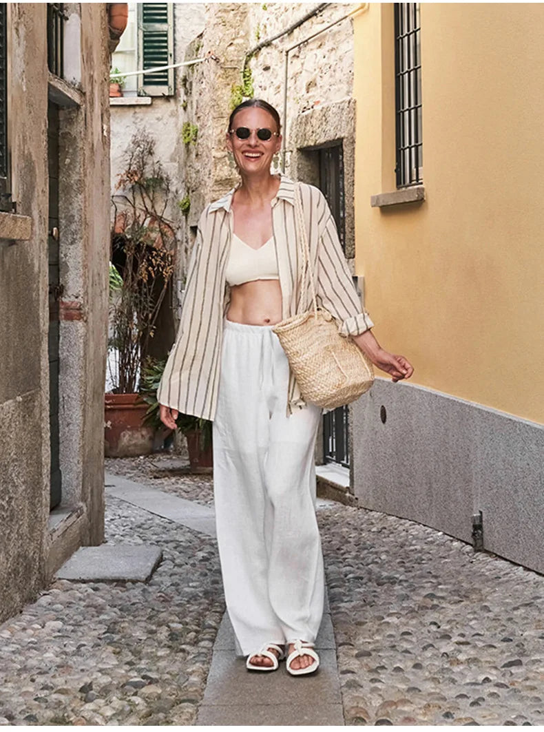 Muse & Valeur | Wide Leg Linen Pant for Women in Natural