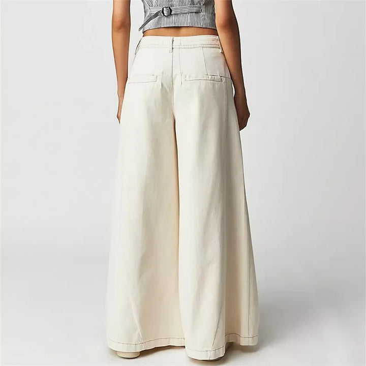 Muse & Valeur | Pleated Wide-Leg Jeans for Women in Denim Blue