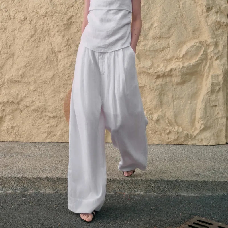 Muse & Valeur | Pleated Wide Leg Linen Pant