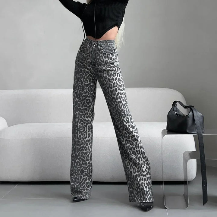 Muse & Valeur | Leopard Straight Jeans for Women