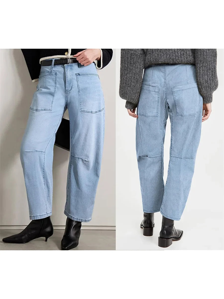 Muse & Valeur | Structured Barrel Jeans for Women in Denim