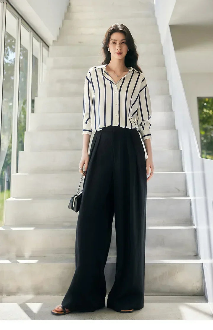 Muse and Valeur | Satin Blouse | Stripe