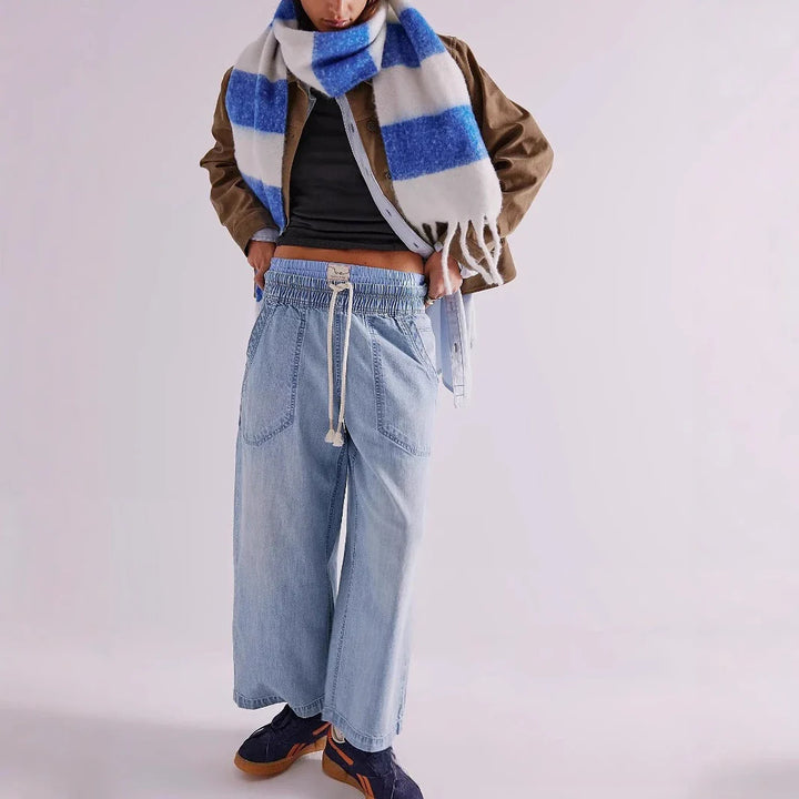 Muse & Valeur | Drawstring Jeans for Women in Denim Blue