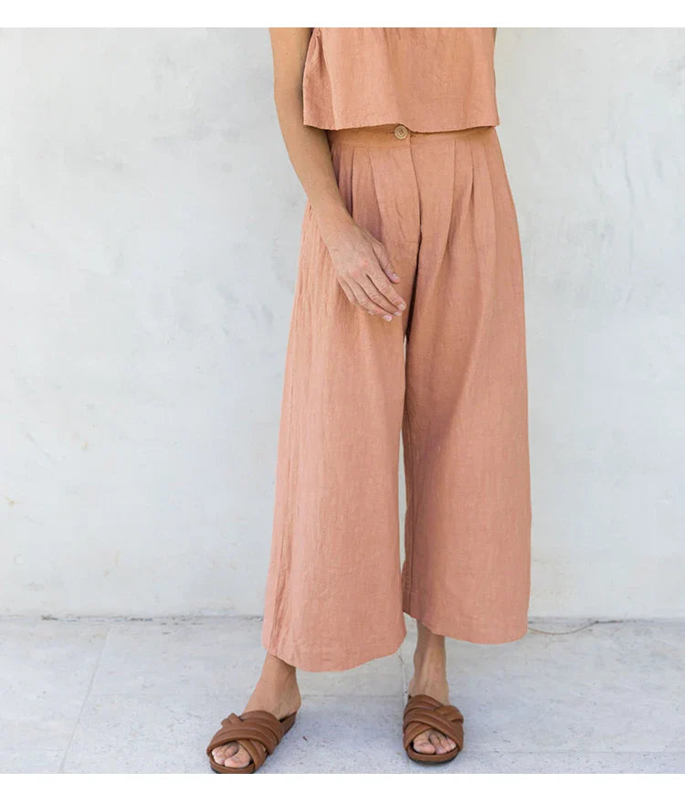 Muse & Valeur | Linen Pleated Culotte Pant for Women